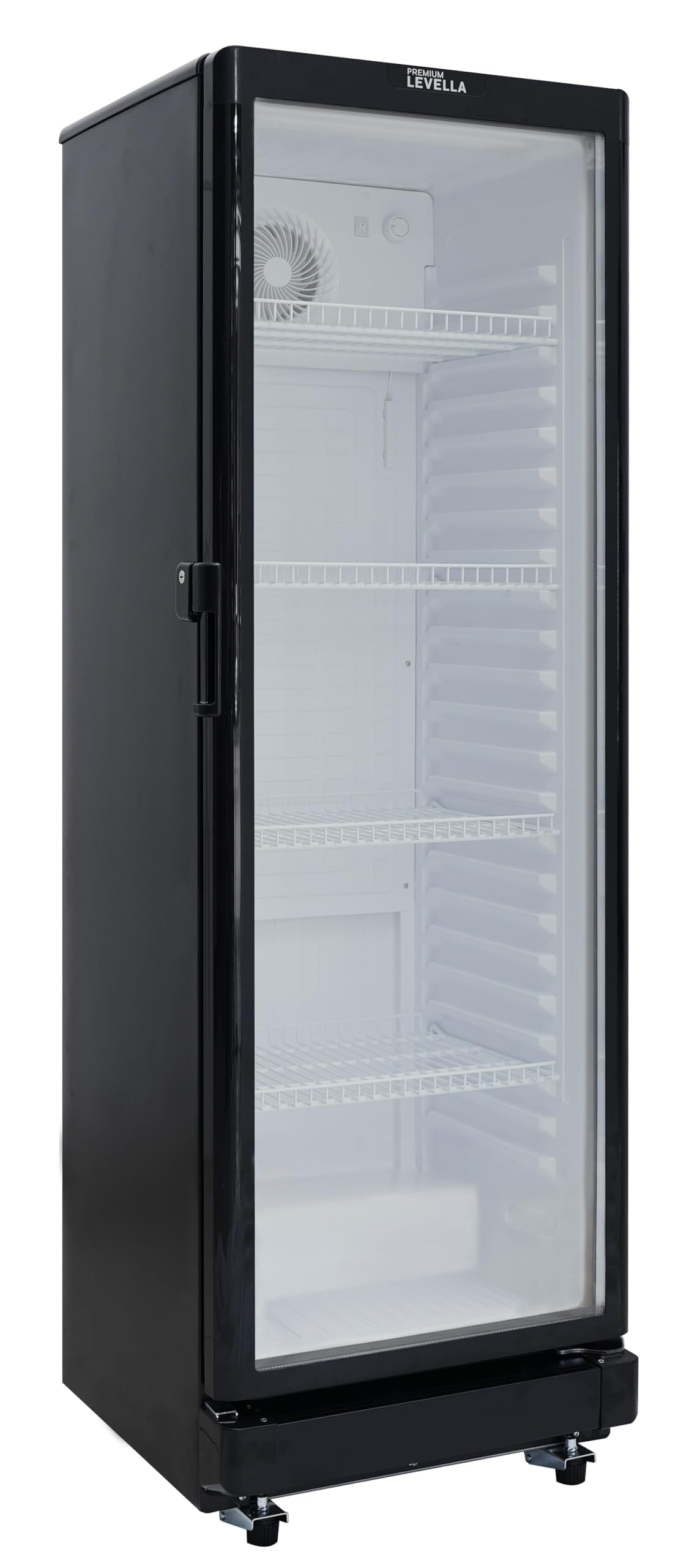 PremiumLevella PRF90DX Glass Door Display Refrigerator Commercial Beverage Cooler Merchandiser With Customizable Lightbox