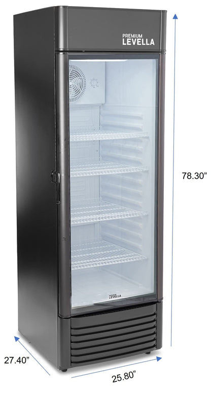 PremiumLevella PRF90DX Glass Door Display Refrigerator Commercial Beverage Cooler Merchandiser With Customizable Lightbox