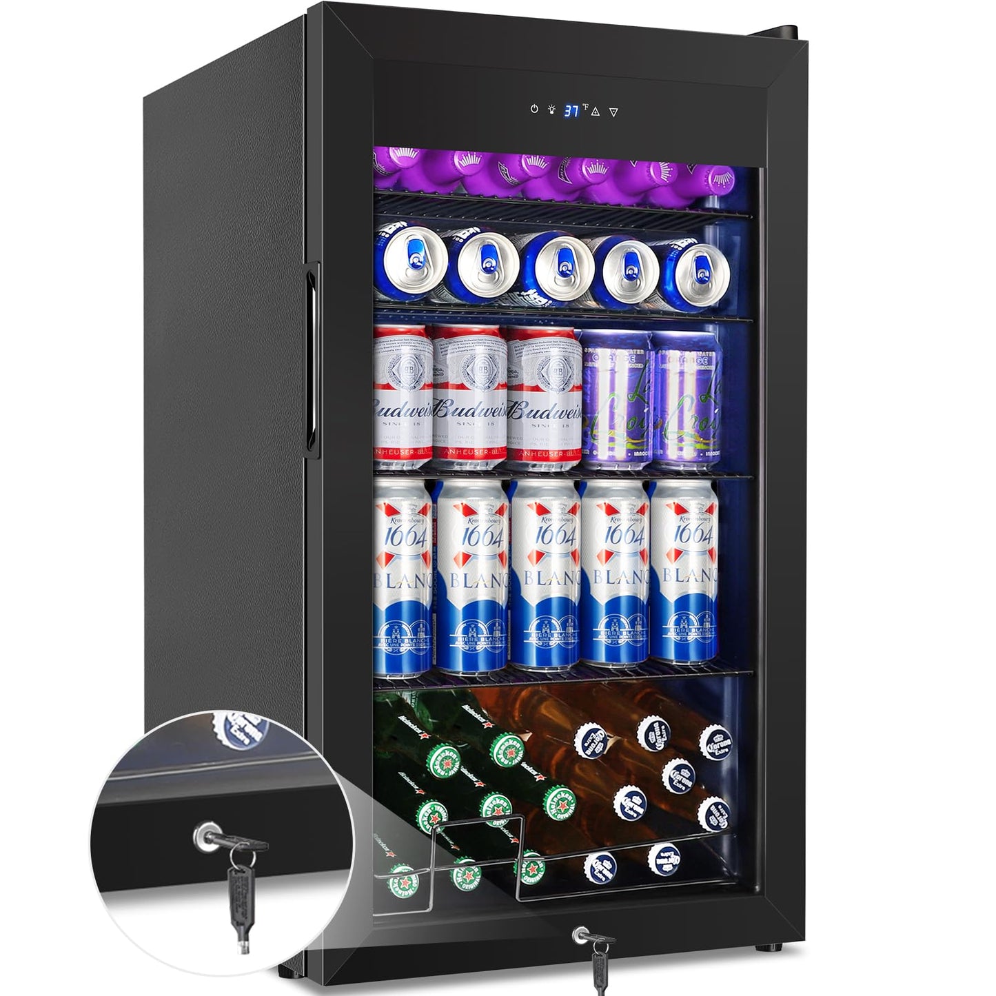 180 Bottles Wine Fridge 24 Inch Dual Zone Wine Cooler Refrigerator Freestanding Wine Refrigerator with Glass Door and Safety Lock, Large Wine Cellar for Home, Office, Kitchen