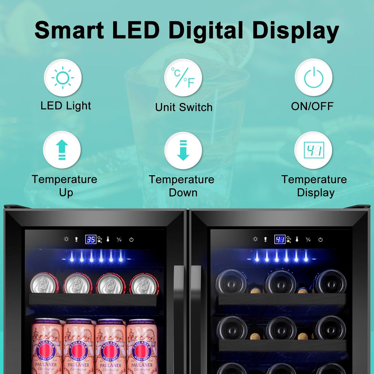 180 Bottles Wine Fridge 24 Inch Dual Zone Wine Cooler Refrigerator Freestanding Wine Refrigerator with Glass Door and Safety Lock, Large Wine Cellar for Home, Office, Kitchen