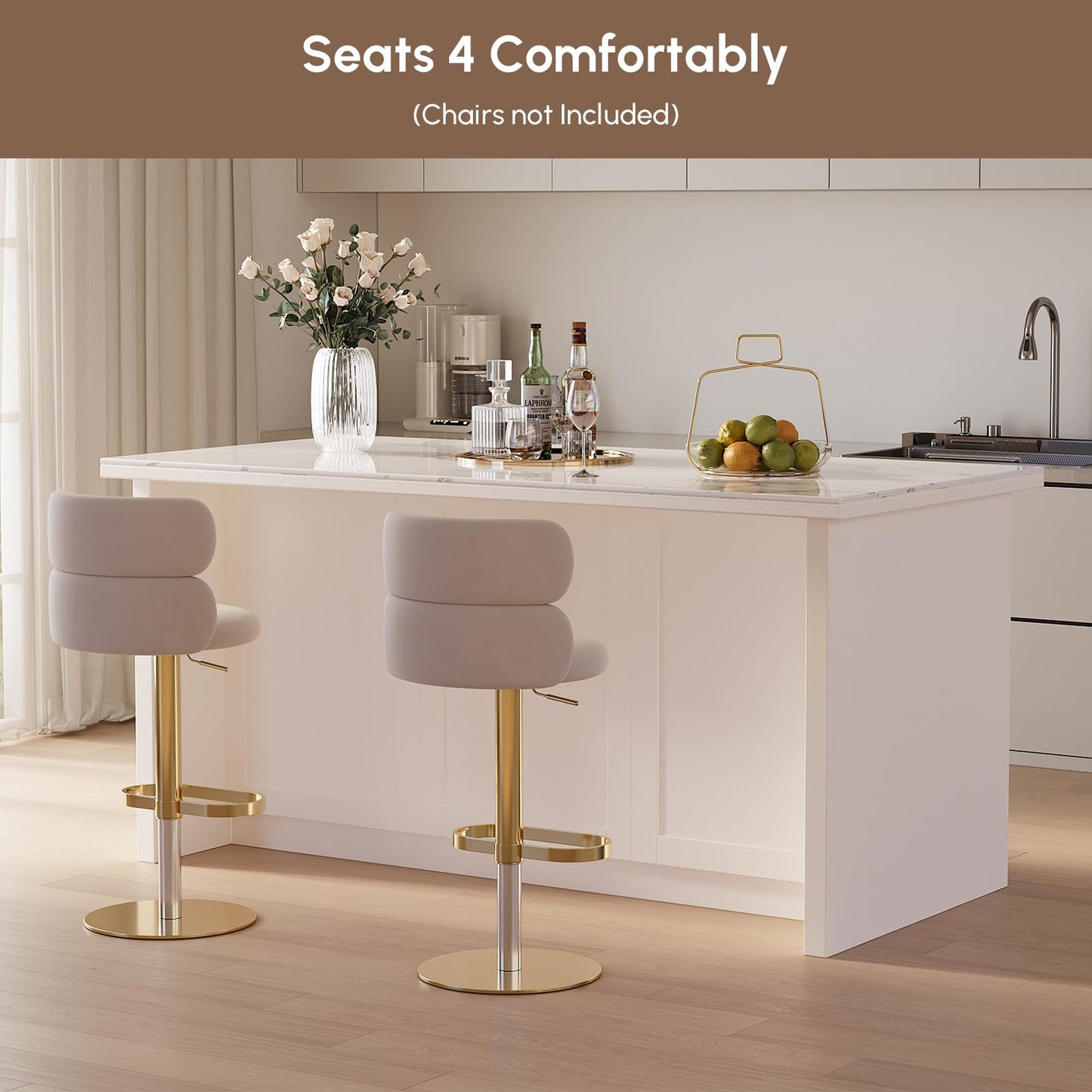homary 71" White Kitchen Island with Storage Large Kitchen Cabinet with Drawers & Sintered Stone Top Island Table for Dining Room