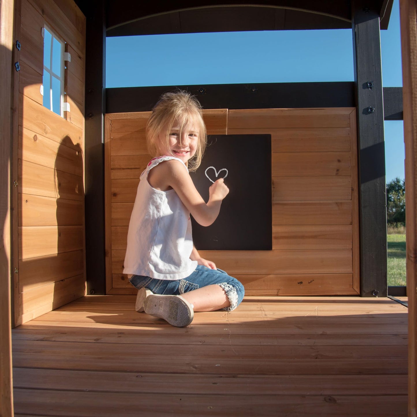 Backyard Discovery Cedar Wood Swing Set with Slide & Clubhouse