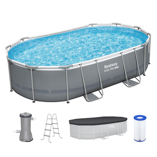 Bestway Power Steel Above Ground Pool – Oval Metal Frame with Pump & Cover