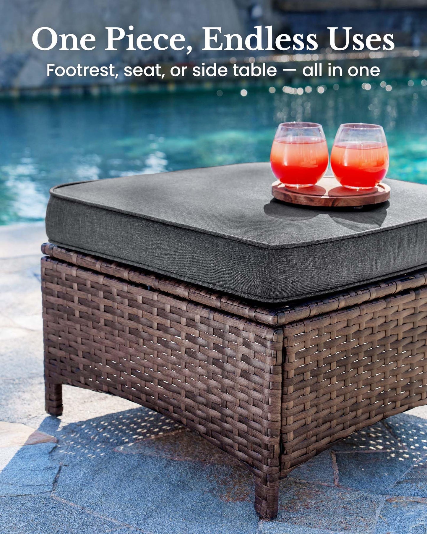 HILLGA 7-Piece Patio Furniture Set – High Back Swivel Chairs & Thick Cushions