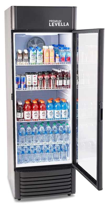 PremiumLevella PRF90DX Glass Door Display Refrigerator Commercial Beverage Cooler Merchandiser With Customizable Lightbox