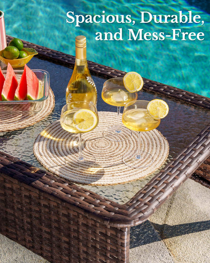 HILLGA 7-Piece Patio Furniture Set – High Back Swivel Chairs & Thick Cushions
