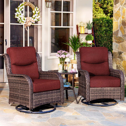 HILLGA 7-Piece Patio Furniture Set – High Back Swivel Chairs & Thick Cushions
