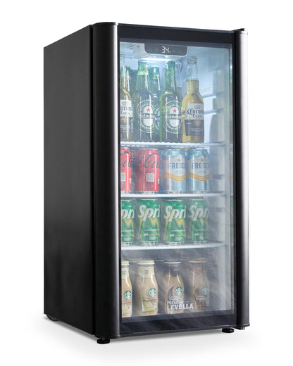 PremiumLevella PRF90DX Glass Door Display Refrigerator Commercial Beverage Cooler Merchandiser With Customizable Lightbox
