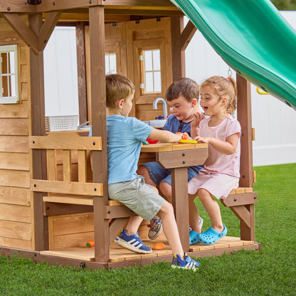 Backyard Discovery Cedar Wood Swing Set with Slide & Clubhouse