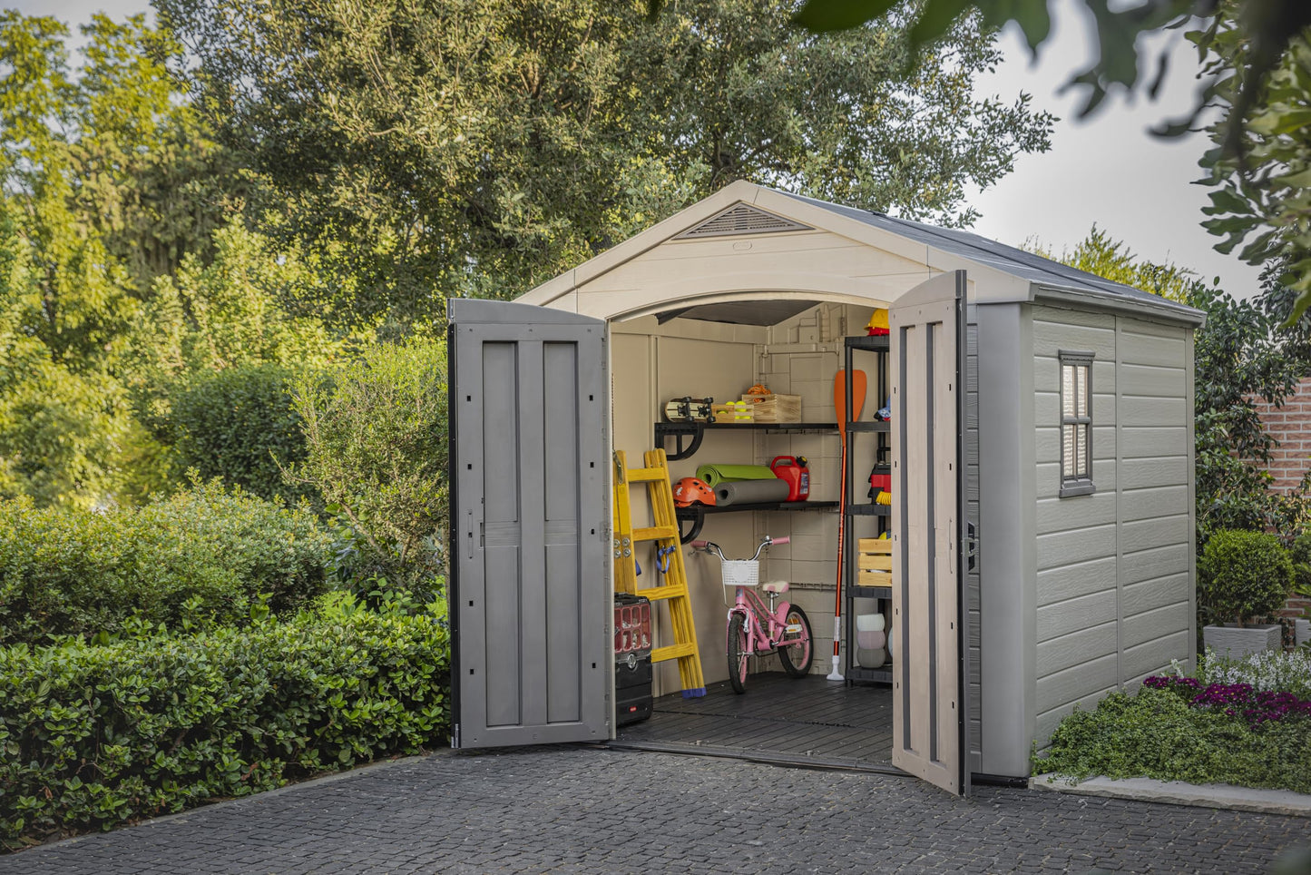 Keter Factor Resin Outdoor Storage Shed – Skylight & Lockable Doors