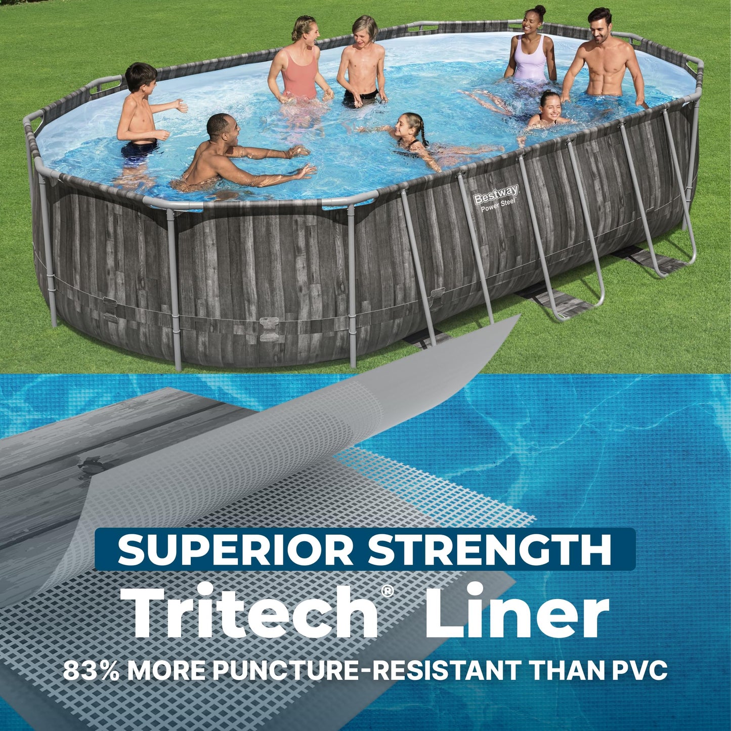 Bestway Power Steel Above Ground Pool – Oval Metal Frame with Pump & Cover