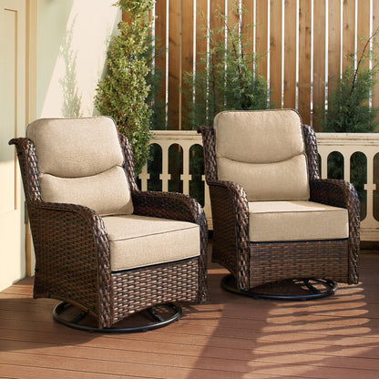 HILLGA 7-Piece Patio Furniture Set – High Back Swivel Chairs & Thick Cushions