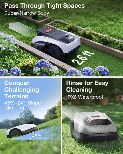 ECOVACS Goat A3000 LiDAR PRO Robotic Lawn Mower for Up to 3/4 Acre, 7500 mAh Battery with 189W Fast Charging, Wire-Free Dual-LiDAR Navigation, Built-in TruEdge Edge Trimmer, Smart App Control